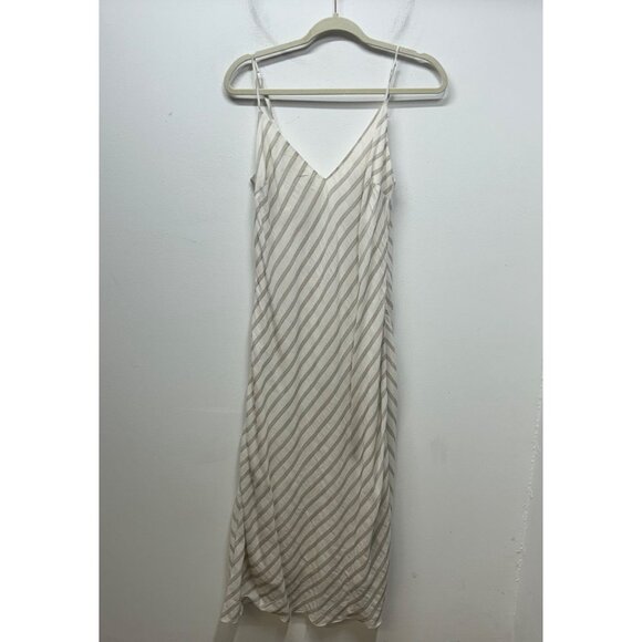 NWT FRAME Striped Bias Cami Slip Dress off white multi medium - Picture 2 of 13